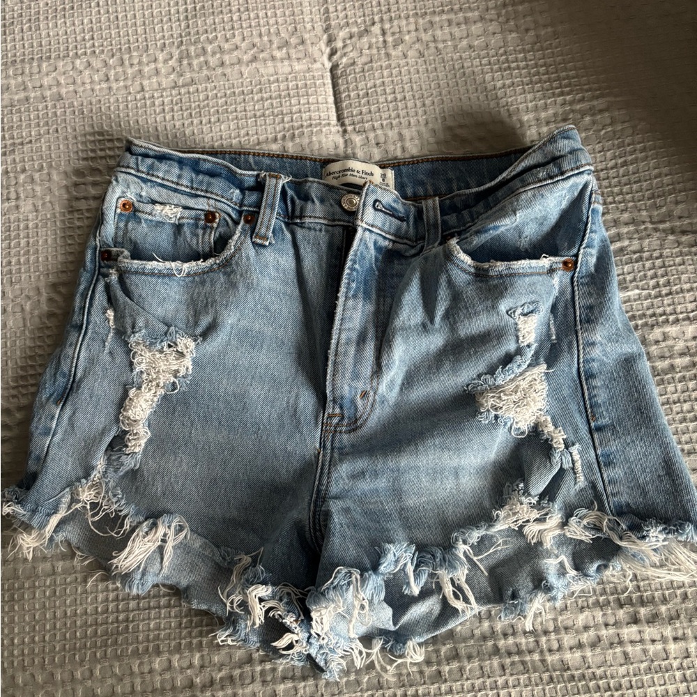 Abercrombie & Fitch Light Blue Distressed Jean Shorts